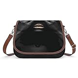 Schwarze Hände und goldene Lippen Frauen Vintage Taschen Handtasche Retro Schultertasche U