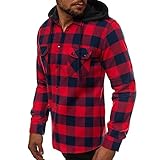 Herren Casual Kariert Hemden Kapuzen Holzfäller Jacke Plaid Druck Lose Revers Hoodies Gitter Langarm Hemd Jacke Winter Atmungsaktiv Thermo Outwear Weich Bequem Tops Entspannte Bluse Gemü