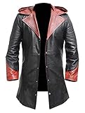 LP-FACON DMC Devil May Cry Dante Slayer Cosplay Kostüm mit Kapuze Trenchcoat Leder Schwarz Gr. Medium, Schw