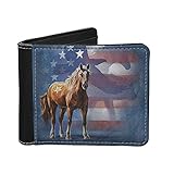 Xhuibop Personalisierte Herren-Geldbörse für Frauen, kleiner Kartenhalter, Amerikanische Flagge Pferd Adler, Medium,