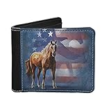 Xhuibop Personalisierte Herren-Geldbörse für Frauen, kleiner Kartenhalter, Amerikanische Flagge Pferd Adler, Medium,