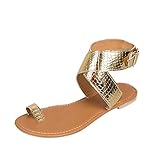 Damen Sommer Basic Flache Kreuzgürtel Rom Riemchen Gladiator Sandals DOLDOA Frauen Urlaub Strand Schuhe Beschuht Freizeitschuhe Riemchensandalen Sandaletten Sandalen Römersandalen (EU:39, Gold - 10)