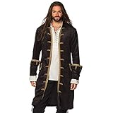 Boland 74178 - Piratenjacke für Herren, schwarz-gold, Mantel für Männer, Seeräuber, Freibeuter, Kostüm, Karneval, Mottoparty