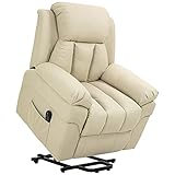 HOMCOM Elektrischer Fernsehsessel Aufstehsessel Relaxsessel Sessel mit Aufstehhilfe, Beige, 96 x 93 x 105