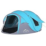 EZOLY Pop Up Zelt, 2 Sekunden Setup 4 Personen Instant Automatisches Camping Zelt, Wasserdicht, Anti-UV Familienzelt für Camping, Auto Reisen, S