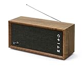 Dynavox FMP3 BT, kompaktes FM-Küchenradio in edlem Holz-Design, portabler Wireless-Lautsprecher mit BT-Funktion, Lange Akku-L