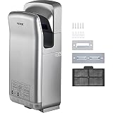 VEVOR Händetrockner 2kW Kommerzieller elektrischer Händetrockner HEPA-Filter Wandhandtrockner Luftgeschwindigkeit 100m/s Händeföhn 8-10 Sekunden zum Trocknen Silber für Flughäfen Büros Schulen usw