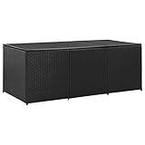 HechoVinen Gartenschrank Werkzeugschuppen, Rattan Werkzeugkasten, Wasserabweisendes PE-Futter mit Reißverschluss, Stahlrahmen, Erhöhte Füße, Gasdruckfeder, Schwarz 180 x 90 x 75