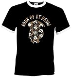 St. Pauli Herren Retro T-Shirt Sons of Sankt Pauli Ultras Braun-Weiss Aufdruck Neu Schwarz XL