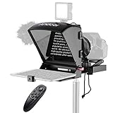Andoer Tablet Teleprompter universeller tragbarer Teleprompter mit Fernbedienung, kompatibel mit Smartphone/Tablet/DSLR Kamera/Canon/Nikon/Sony für Videoaufzeichnung von Live-Streaming Interview usw