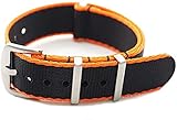 Chtom Uhrengurt 20mm /22mm Nylon Militärische Art Tragensbeständige Uhrenarmband NATO Strap männer Armbanduhr Bands ersatzgurt (Farbe:schwarz,Größe:20mm) (Color : Black Orange Edge, Size : 20mm)