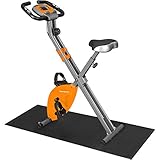 SONGMICS Heimtrainer, Fahrradtrainer, Fitnessbike,zusammenklappbares Fitnessfahrrad, 8 magnetische Widerstandseinstellungen, Pulsmessung, Handyhalterung, bis 100 kg belastbar, orange SXB11OG