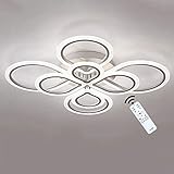 Tnxi 90W 105CM Modern Dimmbar LED Deckenleuchte Weiß Wohnzimmerlampe mit Fernbedienung 8 Ring Design Schlafzimmer Esszimmer Deckenlampe Metall Acryl Studie Restaurant Innenbeleuchtung 3000K- 6000