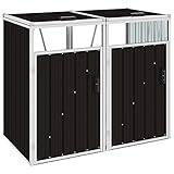 Festnight Mülltonnenbox für 2 Mülltonnen Mülltonnenverkleidung Müllcontainer 2 Tonnen Müllbox Gartenbox Mülltonnenschrank Abfalltonnenschrank, Braun 143×81×121 cm S