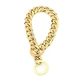 OMVOVSO Gold-Hundekette-Halsband,Breite Verbindung Choke Halsband Edelstahl Metall Halsbänder Choker Kette für Mittlere Große Hunde,Gold,16