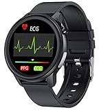 ECG Smartwatch Herren, IP68 Wasserdicht Smart Watch Damen, 1,3 Zoll Fitness Tracker mit Herzfrequenz Monitor, Schrittzähler Sportuhr mit Schlaf Monitor Herzfrequenzmesser für Android iOS Schw