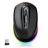 seenda Laptop Funkmaus, Kabellose Kinder PC Maus, Silent Wiederaufladbare Wireless Mouse, 2.4G Business Leise Mäuse mit Nano-USB-Empfänger, 1600 DPI Computermaus für PC/Laptop/Windows，Schw