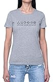 Choose Your Dice Damen T-Shirt Grau Rundhals Leichtes Lässiges Kurzarm Women's Grey Crew Neck Casual Short S