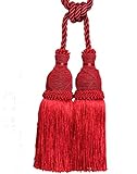 Doppelt Raffhalter mit Kordel 70 cm Quaste 20cm Doppelquaste Farbe Dunkelrot/Rot Barock Deko Art Shabby Chic Jug