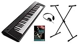 Yamaha Piaggero NP-12B Portable Piano Set (61 anschlagdynamische Tasten, 10 Top-Sounds, Record-Funktion, inkl. Keyboardständer, Kopfhörer und Klavierschule, USB, Batteriebetrieb möglich) schw