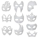 Ritte Weiße Maske, 10 Stück Maske Unlackiert Maskerade Maske DIY Masken Maskenball Party Maske Anonymous Masken zum Bemalen Kinder für Kinder Frauen M