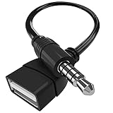 3.5mm Männlicher AUX zu USB Adapter, USB 2.0 Auf Klinkenstecker Audio Konverter Adapter Stereo Kabel Plug Jack, für MP3, DVD Audio, Autoradios etc (Black)
