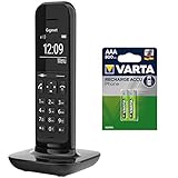 Hello Phone Gigaset - Design-DECT-Telefon schnurlos für Router - Fritzbox, Speedport kompatibel - inkl. AAA T398 Akkus - Schw