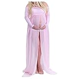 xuanranUK Schwangere Frauen Fotografie Stützen, Schwanger Kleid Maternity Gown Split Front Foto Shoot Kleid, Mutterschaft Fotografie Kleidung Schwangerschafts Maxikleid Schwangerschafts Kleid (Rosa)