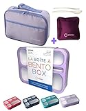 Bento Best Lunchbox für Kinder | Reisebehälter Frauen und Erwachsene 6 Fächer Brotdose Auslaufsicher Schule Bentobox oder Mahlzeitenplanung Portionsbehälter Boxen BPA-frei One size Lila mit T