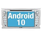 Vanku Android 10 Autoradio für Ford Radio mit Navi Unterstützt Qualcomm Bluetooth 5.0 DAB + CD DVD WiFi 4G Android Auto 2 Din 7 Zoll Silb