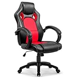 IntimaTe WM Heart Gaming Stuhl, Hoch Rücken Ergonomischer PU Leder Bürostuhl, Racing Sportsitz Gaming Drehstuhl Computer Schreibtisch Sportsitz Gaming Schreibtischstuhl Büro Chefsessel Kunstleder (Rot)