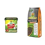 COMPO Rasen-Langzeitdünger, 3 Monate Langzeitwirkung, Feingranulat, 8 kg, 320 m² & SAAT Rasen Reparatur Komplett-Mix+, Rasensaat, Keimsubstrat,Langzeit-Rasendünger und Bodenaktivator, 4 kg, 20 m²