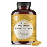 BIONUTRA® Kurkuma Gerstengras Kapseln Bio (240 x 700 mg), hochdosiert, deutsche Herstellung, 2-Monatspackung, vegan, ohne Zusätze, kontrolliert biolog