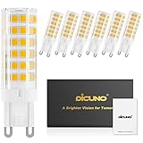 DiCUNO G9 dimmbare LED Lampe, warmweiß 3000K, 6W erstatz für 60W Halogen Leuchtmittel, G9 Glühbirne 550LM, Stiftsockellampe 220-240V, 6er S
