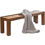 FineBuy Esszimmer Sitzbank Massiv-Holz Sheesham 160 x 45 x 35 cm Design Holz-Bank Natur-Produkt Küchenbank Landhaus-Stil dunkel-braun Bank 3-Sitzer für innen ohne Rücken-Lehne Echt-H