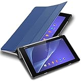 Cadorabo Tablet Hülle für Sony Xperia Tablet Z2 (10,1' Zoll) SGP521 in Jersey DUNKEL BLAU – Ultra Dünne Book Style Schutzhülle mit Auto Wake Up und Standfunk