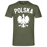 Polska Adler T-Shirt | Polen | Polnisch | Polka | Warschau | Krakau | Breslau Militär Grün M