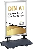 Plakatständer Keitum Wind Line DIN A1 | beidseitig für 2 Plakate | stabiler Fuß für sicheren Stand bei Wind und Wetter | entspiegelte Schutzscheiben | Kundenstopper Gehwegaufsteller | Dreifke®