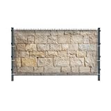 DRUCKUNDSO (PVC) Steinwand Z5 Zaunbanner, Sichtschutz, Windschutz, Zaunblende, Garten, 250 x 182