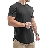 Sixlab Round Tech Herren Oversize T-Shirt Muscle Basic Gym Fitness Shirt (Schwarz, XXL)