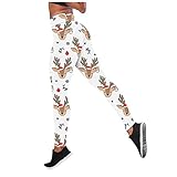 Banbry High Waist Leggings Damen Sport Fitness Yogahose Weihnachtsdruck Klassische Lange Blickdicht Yoga Hose Sporthose Leggins F