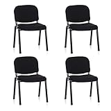 hjh OFFICE 704500 4er Set Besucherstuhl XT 600 Stoff-Bezug Schwarz Konferenzstuhl gepolstert, stapelb