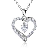 925 Sterling Silber Herz Halskette - Billie Bijoux'Sie sind die einzige' Liebe Platin überzogen Zirkonia Diamant Anhänger Kette Damen Halskette 18' (A-love heart) (heart)