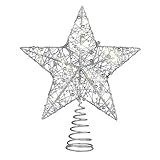 STOBOK Weihnachtsbaum Topper,30CM x 25CM LED Projektor Silber Stern Baum Topper Exquisite Weihnachtsstern Topper Dek