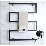 EEUK Badheizkörper handtuchhalter elektrisch schwarz, handtuchheizkörper Bad Strom Wandmontage 60 x 80 cm für Warmwasser BadHeizkörper Mittelanschluss Handtuchwärmer(Size:Plug-in,Color:US-Spannung)