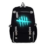 Outdoor-Reiserucksack, Dead by Daylight Game Print Studententasche, College-Laptop-Canvas-Rucksack (großer Raum, Schwarz, Leuchtend)