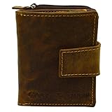 Kleine Handliche Herren/Damen Vintage echt Leder Geldbörse mit Riegelverschluss und RFID NFC S