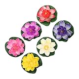 Pssopp 6 STÜCKE Künstliche Teichpflanzen Schwimmschaum Lotusblumen Seerosenblätter Ornamente für Teich Pool Aquarium W