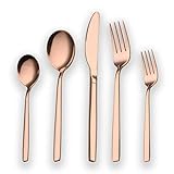 Berglander 30 Stück Titanium Rosé vergoldet Besteck, 30 Stück Kupfer Besteck Set, Kupfer Farbe Besteck Set Besteck-Sets, Service für 6 (glänzend Kupfer)