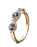 Jaipuri.Instyle by Tricolour - Damen Ring - 18 Karat (750) Gelbgold - echter Edelstein: Tansanit ca. 1.14ct. - R12414TANWD / Gr. 63 (20.1)